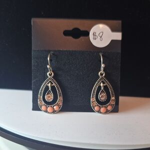 Elegant Silver and Pink Teardrop Earrings
